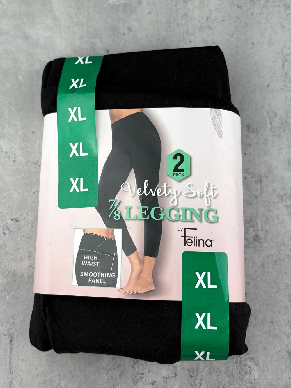 Felina Women's  XL 2-Pack Velvety Soft 7/8 Legging Black NEW NWT